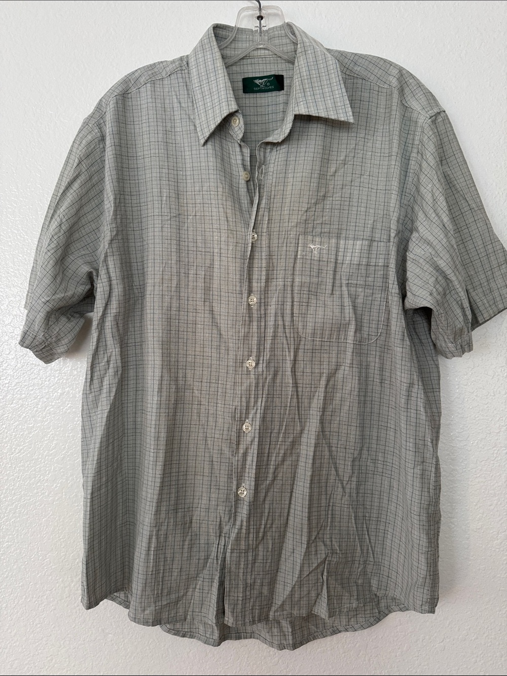Septwolves Men's Casual Short-Sleeve Button-Down Shirt - Light Gray Plaid